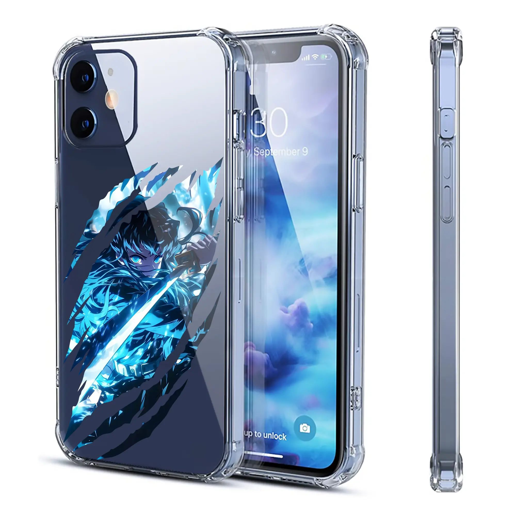 鬼滅の刃 グッズ,時透 無一郎 - IPhone 12シリーズ対応 ・ 透明スマホケース ・ クリアソフトケース ・ TPU素材 ・ 耐衝撃 ・ 高密着 ・ 防汚 防指紋 ・ 簡単着脱